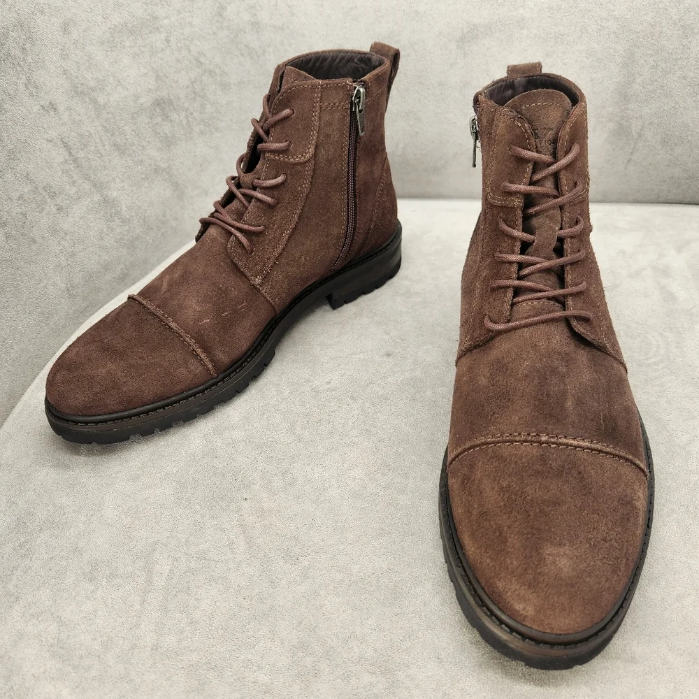 Section X Ankle Boots Men's 8.5 Chocolate Brown Suede Braxton Biker New $135